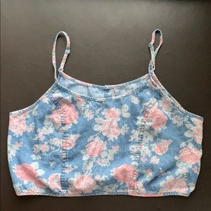 BDG Denim Floral Crop Top